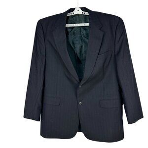 Austin Reed Dillards Mens 46L Two Button Blazer Black Pinstripe Pure Wool